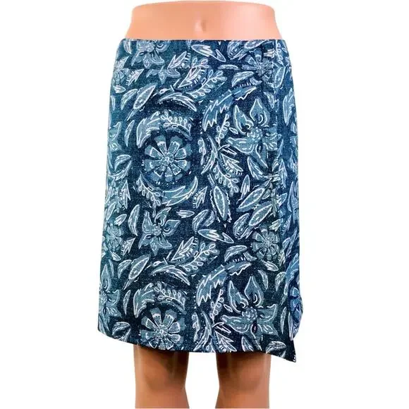 Rip Skirt Blue Rustica Denim Print Adjustable Wrap Waist Lightweight Comfort - Picture 15 of 16
